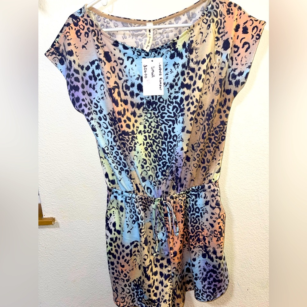 Rainbow cheeta romper